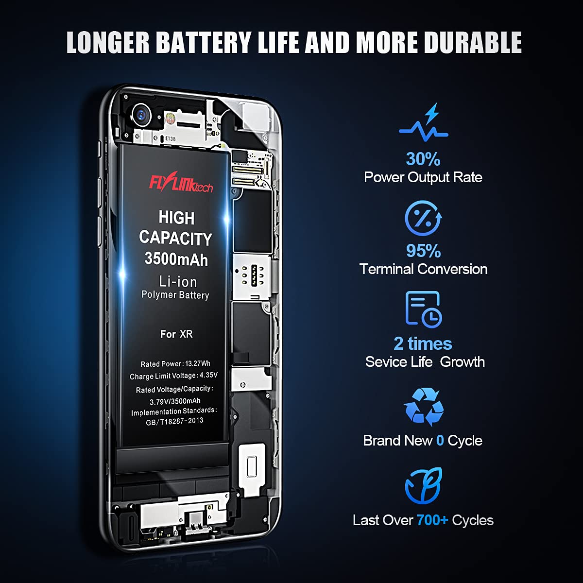 Amazon | FLYLINKTECH iPhoneXR専用 バッテリー 交換用 大容量 3500mAh