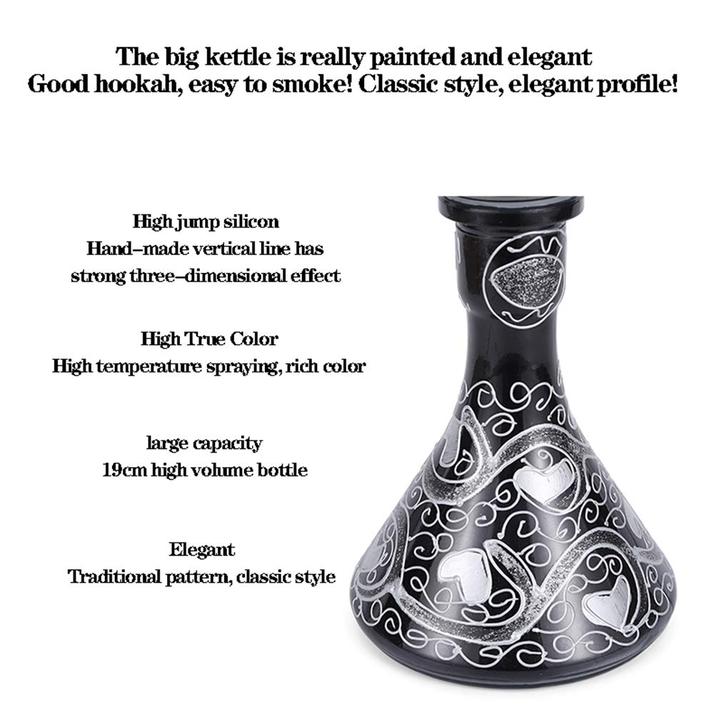Cachimba Shisha Hookah Kit Set Hookah de Vidrio de 2 Mangueras, con Hookah Bowl Clip de Carbón Gratis Papel de Aluminio Y Boquilla Juego Completo de Hookah,2 Hose