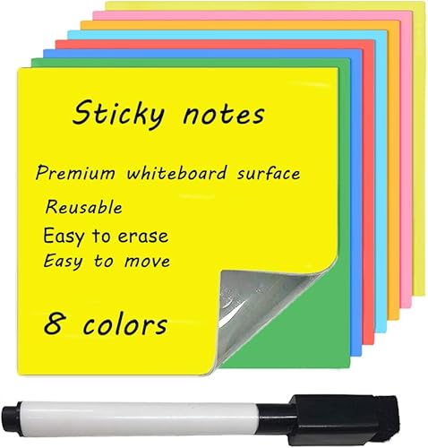 Notas adhesivas de borrado en seco Calcomanías pequeñas reutilizables para pizarra blanca (4 x 4 pulgadas) adecuadas para todas las superficies
