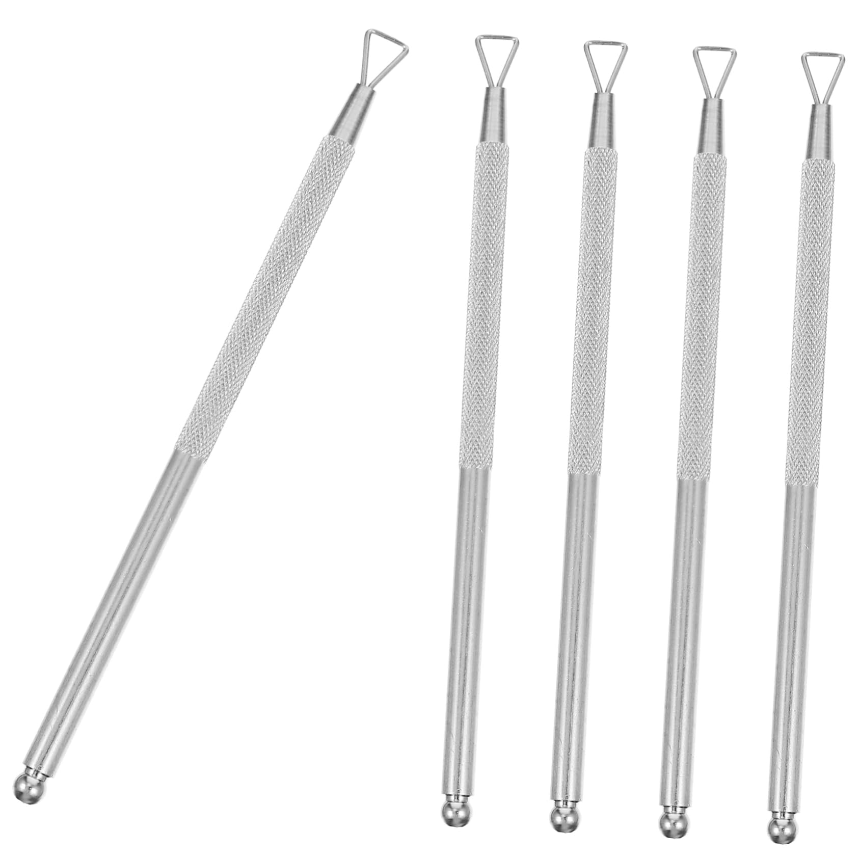 OHPHCALL 5pcs Stainless Steel Nail Art Cuticle Trimmers Gel Polish Scraper Ergonomic Handle Scratch off Tool for Manicure Tools