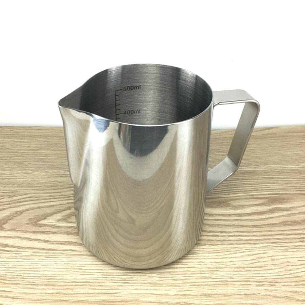 Jarra para Café Jarra para Espumar Leche Garland Cup Jarra para Latte Construida en Acero Inoxidable Sólido con Indicador de Cantidad y de