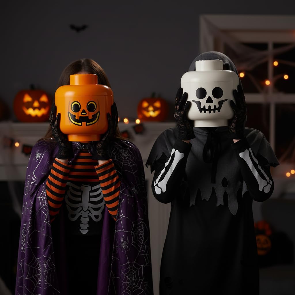 LEGO STORAGE HEAD (LARGE) - SKELETON - Polypropylene Storage Box with Lid for Kids' Toy Storage, Stackable Organizer, and Fun Storage Solution for LEGO Enthusiasts and Beyond