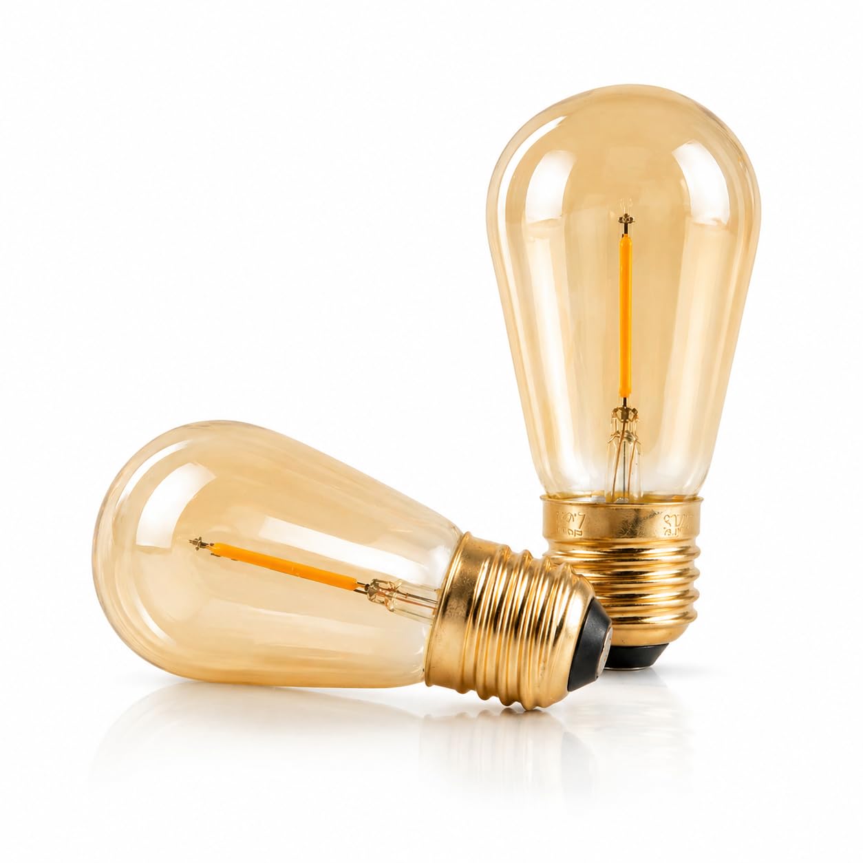SKOTTHIGHS S14 E27 1W LED Vintage Filament Bulb, 10W Equivalent, 2200K/2700K, 360° Beam Angle, Screw in Amber Orange, Pack of 2, for Salt Lamps and Decorative Turkish Lamps (Warm-Amber 2200K)