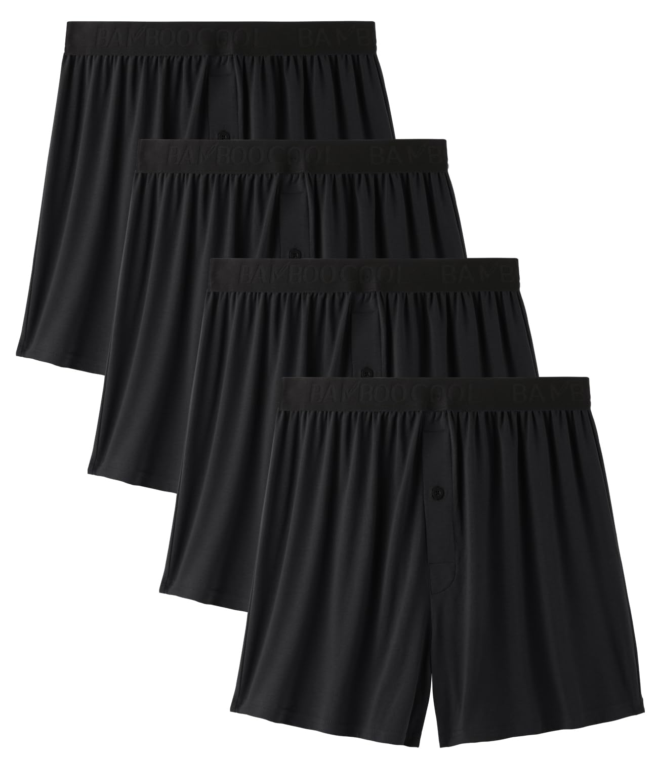 BAMBOO COOL Mens Underwear Boxers Moisture-wicking and Cool Men's Boxer Shorts Loose Fit Super Soft 4 Pack
