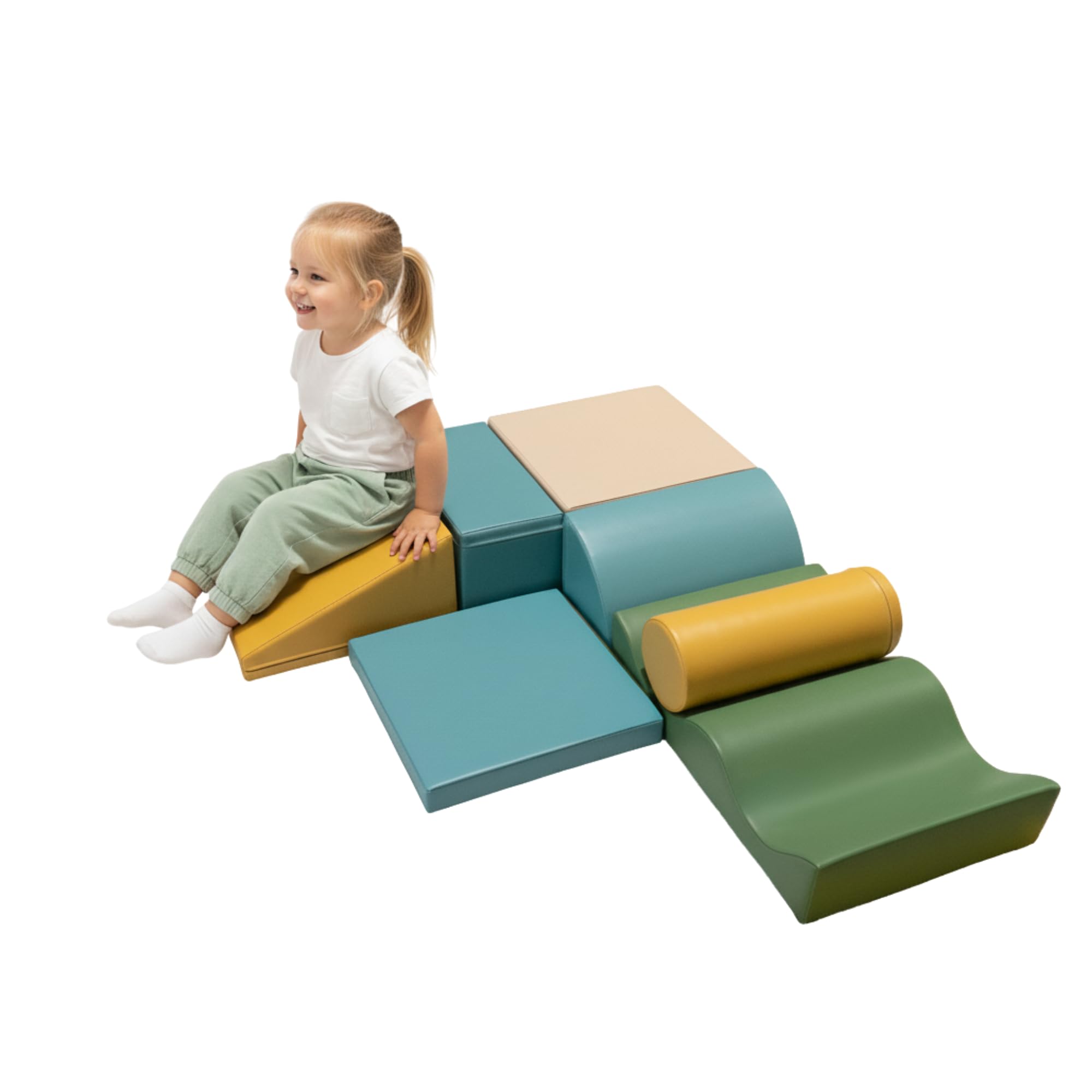 IGLU Soft Play Discoverer 7 Shape Montessori Foam Blocks Set for Baby and Toddler Indoor Softplay for Home Climbing and Building Equipment Development (Pastel Sea, XL) โ image 1