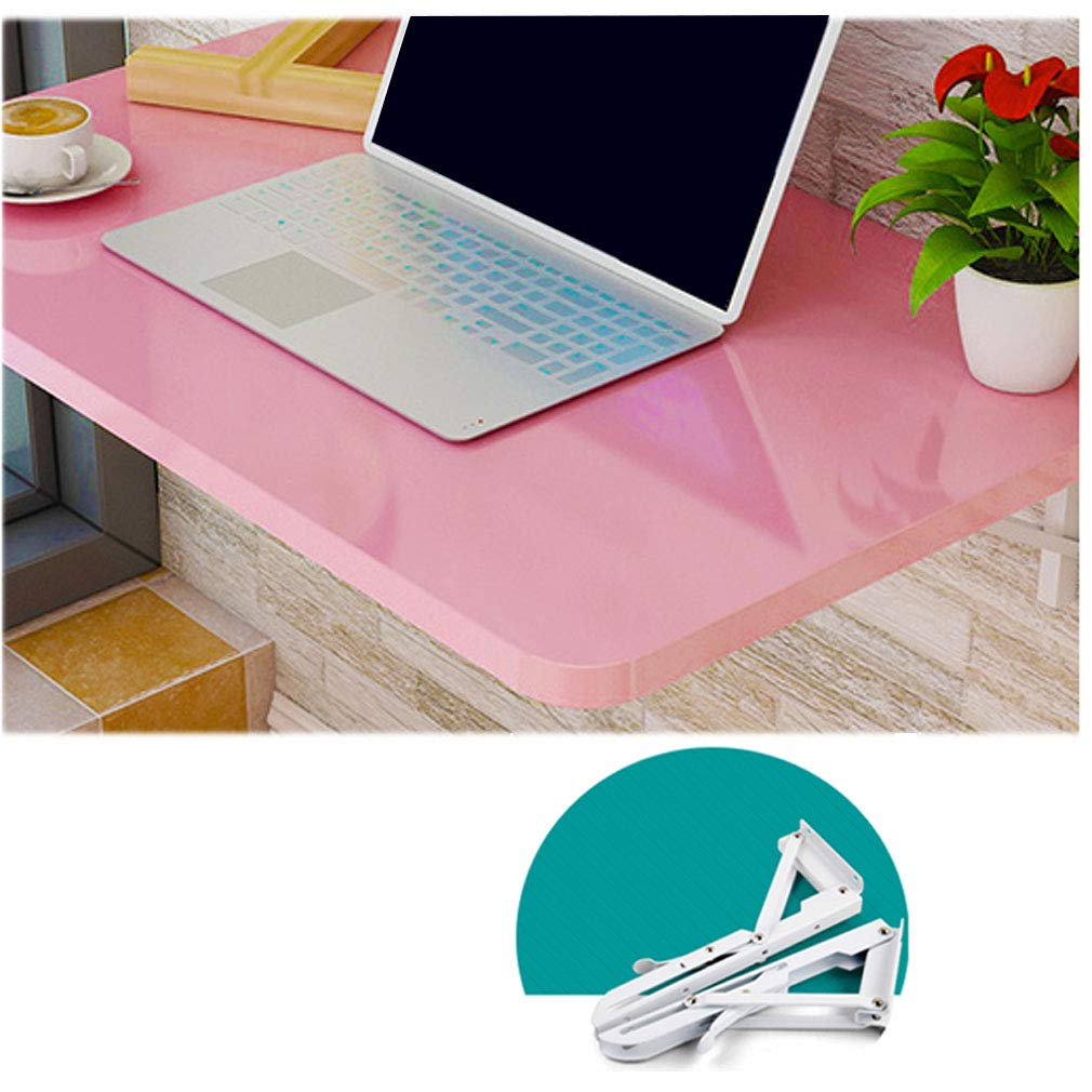 Opvouwbare wandgemonteerde tafel, zwevende tafel, laptopleerbureau, ruimtebesparend, keukeneettafel, studiebureau voor thuiskinderen, capaciteit 80 kg, 20 maten optioneel (roze, 70x40/28x16i