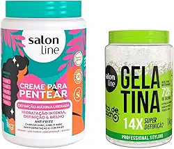 Salon Line, Kit Creme de Pentear, Definição Máxima + Gelatina Capilar, Super Definição, Vegano - Para Cabelos Ondulados, Cacheados e Crespos, 1 kg
