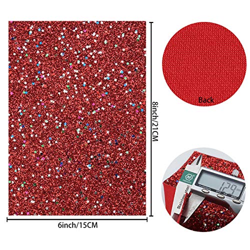 30 Pieces 8x6 Inch Chunky Glitter Faux Leather Sheets and Fine Glitter Leather Sheets for Leather Bows and Earrings Making