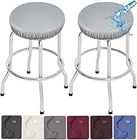Vista 13 de Fundas para taburetes de bar de PU, paquete de 4 fundas de asiento redondas impermeables extraíbles lavables con bandas elásticas para taburetes