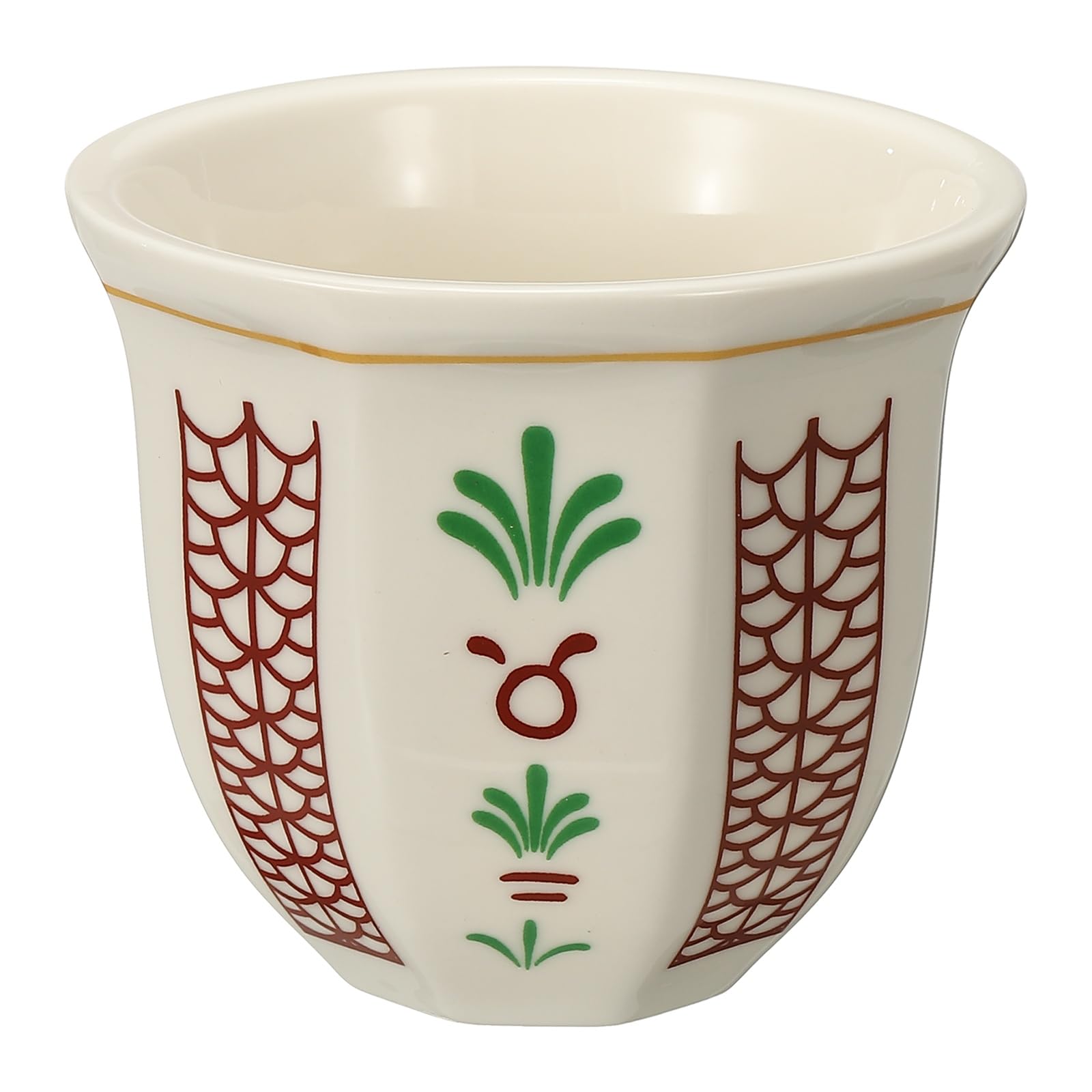sourcing map Arabic Coffee Cup, 8.5 oz Ceramic Tea Cups Espresso Coffee Mug for Latte Cappuccino Milk Office Home Party Gifts, (White/Red, Style A)