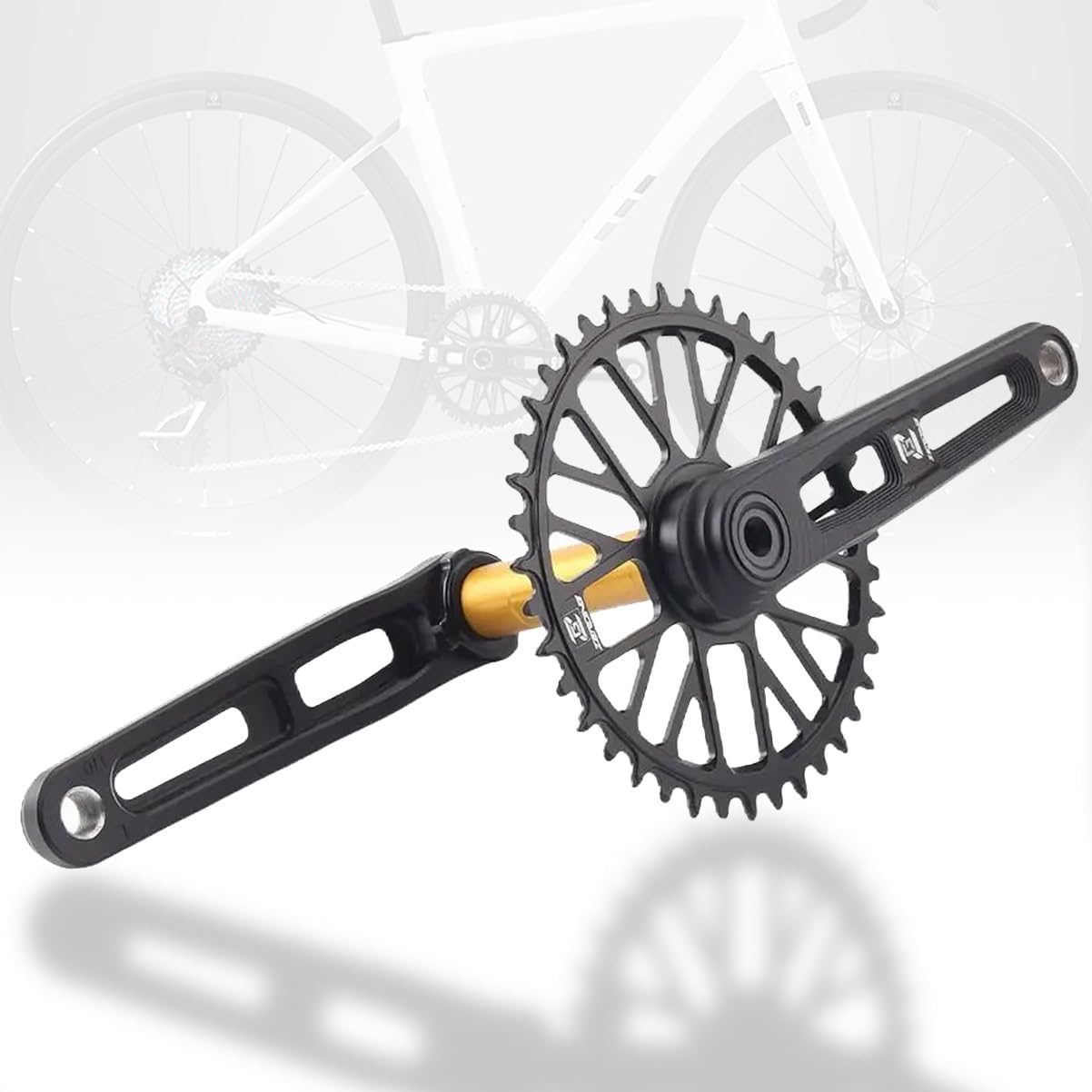 HZXQCVB Gravel Road Bike Crankset GXP Mounting 165/170/175mm Hollow Integrated Crank Arm Set 40T/42T/44T/46T/48T Single Chainring Compatible For 7/8/9/10/11/12 Speed(170mm Black,42T)