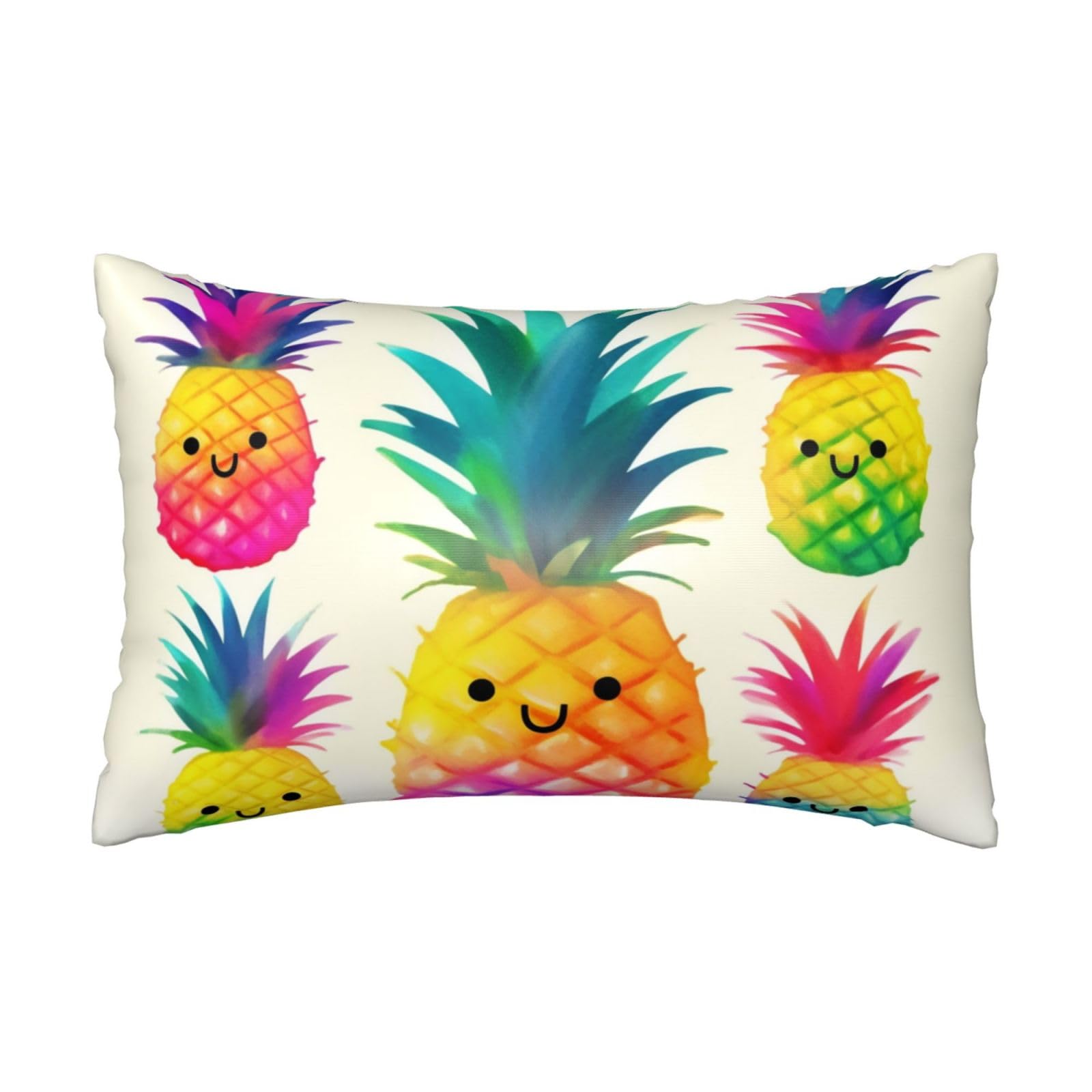 Satin Pillowcase for Hair and Skin, Rainbow Pineapple Cartoon Pillow Case Queen Size 20x30 Inches, Cooling Silky Pillowcases with Zipper Ultra Smooth and Soft Pillow Cover for Sleeping