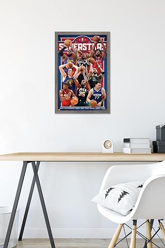 Miniatura 6 de NBA League - Póster de pared Superstars 23, 22.4 pulgadas de largo x 14.7 pulgadas de ancho, versión enmarcada de madera de granero