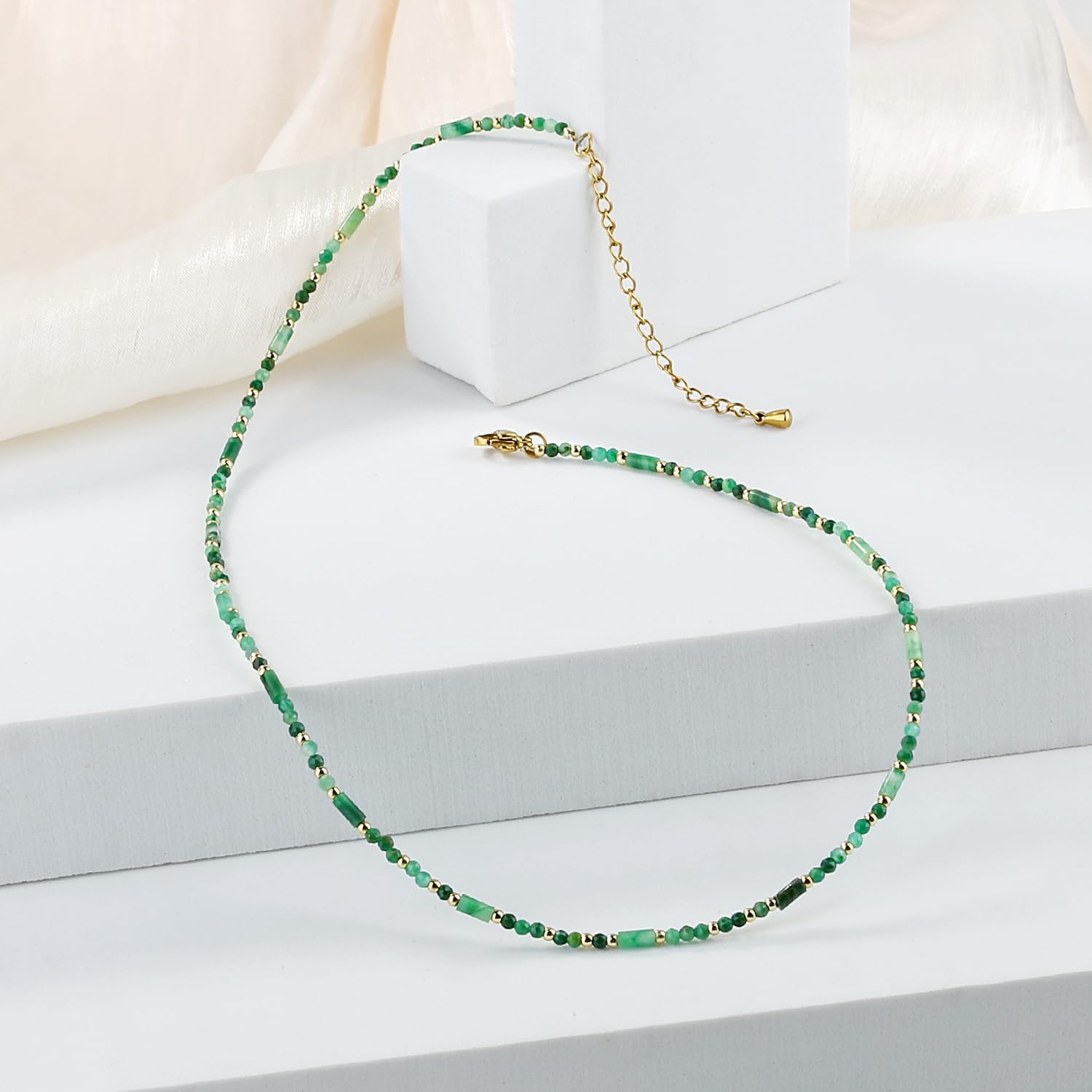 KELITCH Women Delicate Beaded Necklaces Natural Turquoise Mxied Crystal Necklaces Handmade Beach Jewelry - Image 2