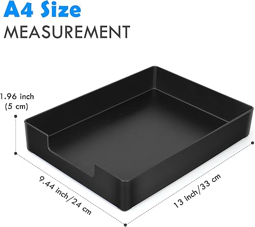 Miniatura 5 de Bandeja tamaño carta, organizador de cajones de escritorio, bandeja de papel de plástico A4, cesta de almacenamiento grande multiusos para