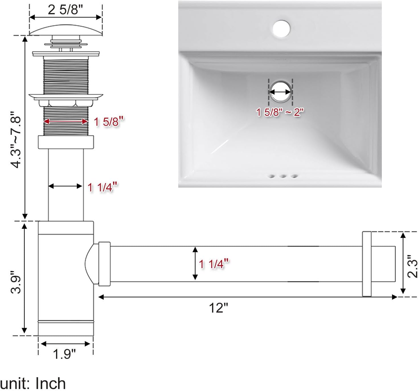 MENATT Solid Brass Bathroom Sink Stopper P-Trap Complete Set, Adjustable Bathroom Bottle Trap Sink Drain Kit and Pop Up Drain Without Overflow, Brushed Nickel