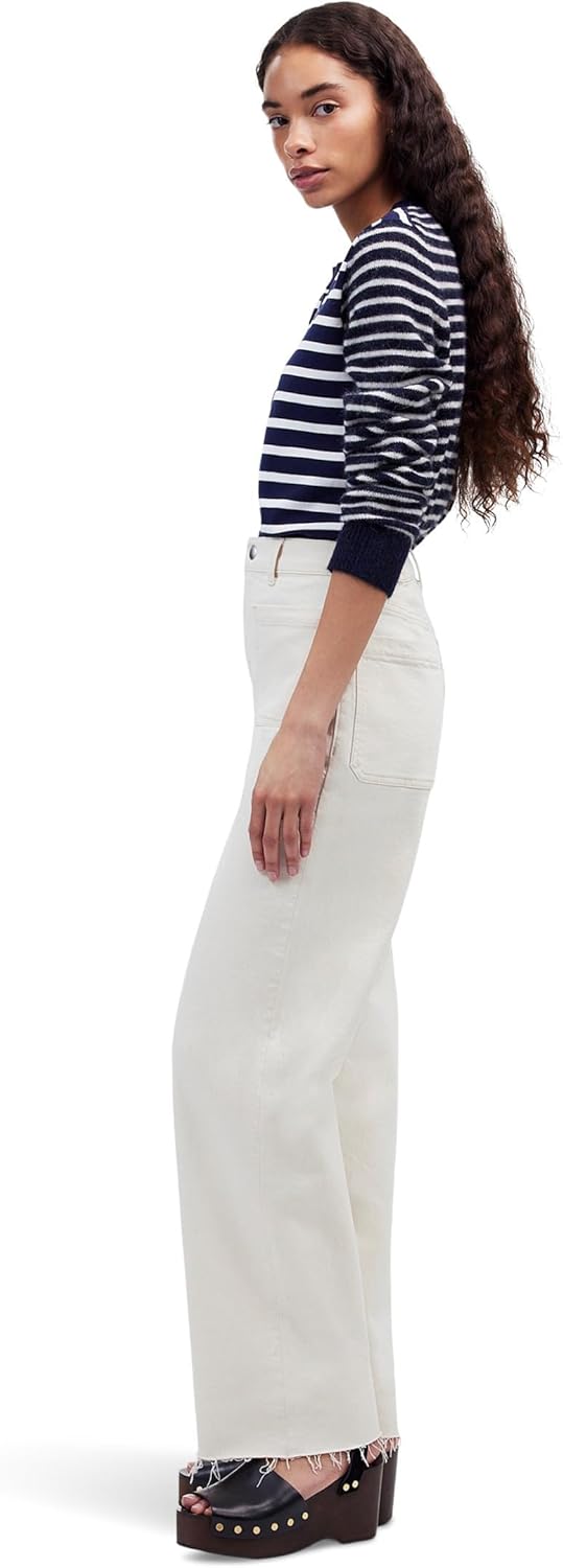 Madewell Women's White Patch Pocket Emmett with Let Down Hem in Vintage Canvas