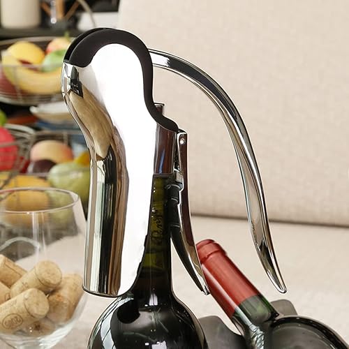 Miniatura 4 de KAYCROWN Sacacorchos de palanca vertical de acero inoxidable compacto del abrelatas del vino con el cortador incorporado de la