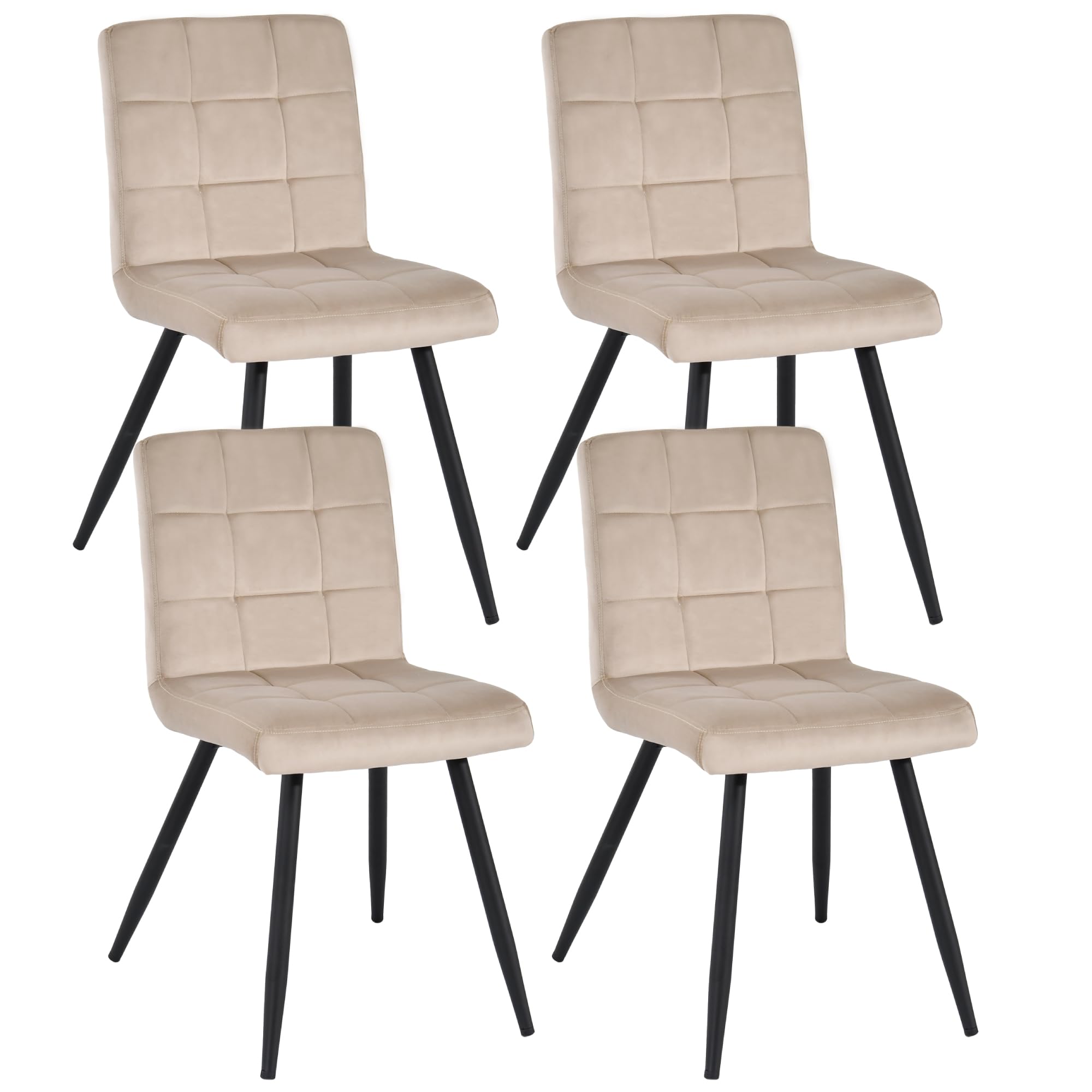 Duhome Sedie da sala da pranzo set 4er set da cucina sedia soggiorno sedia in velluto con schienale, telaio realizzato con design della sedia imbottita in metallo, beige