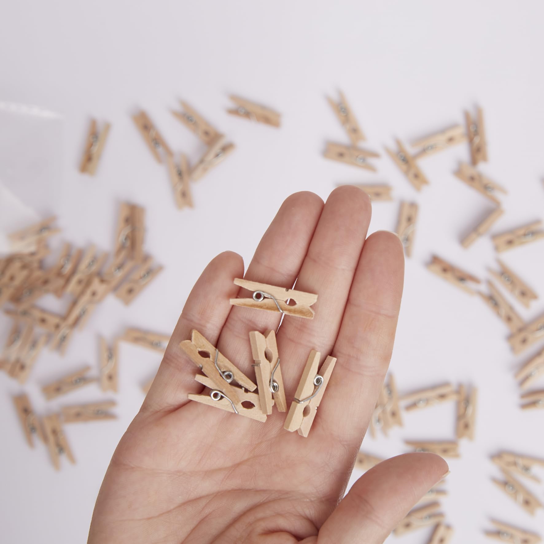 Papermania Wooden Natural Mini Pegs Pack Of 200, for Paper Craft Decoration, Home Art Decor, Wedding, Tiny Craft Essentials - Image 2