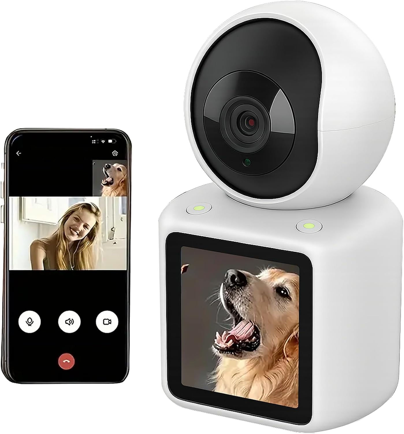 Indoor Camera, Video Calling WiFi Pet Camera Indoor with Phone App, Monitoring Dog and Cat Camera, HD 3MP Two-Way Talking Security Wireless Smart Cam Device with Colorful Night Vision AI Detection