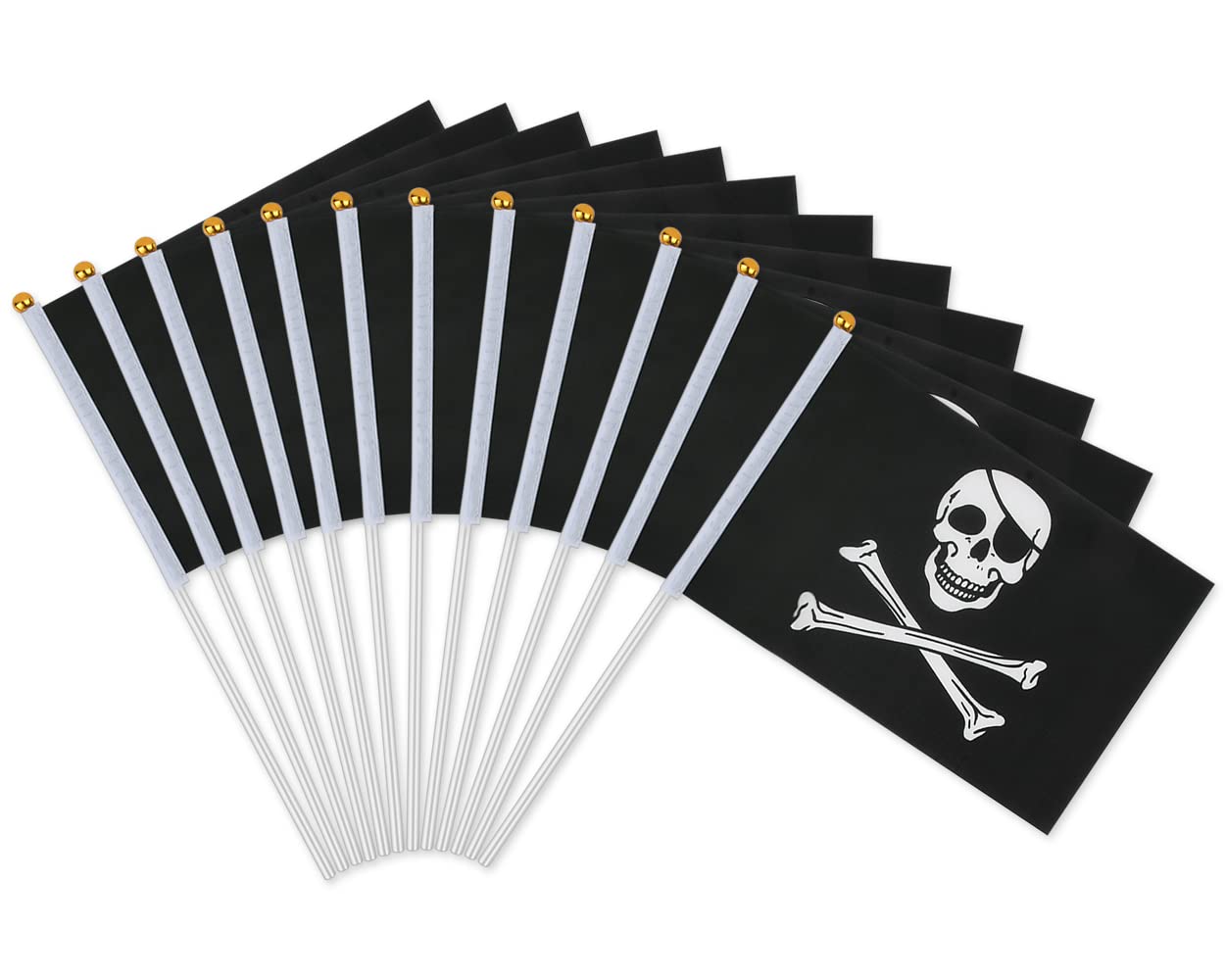 SCSpecial Pirate Stick Flag 12 Pieces Pirate Bunting 5.5 x 8 inch Sandcastle Flags (Black Skull)