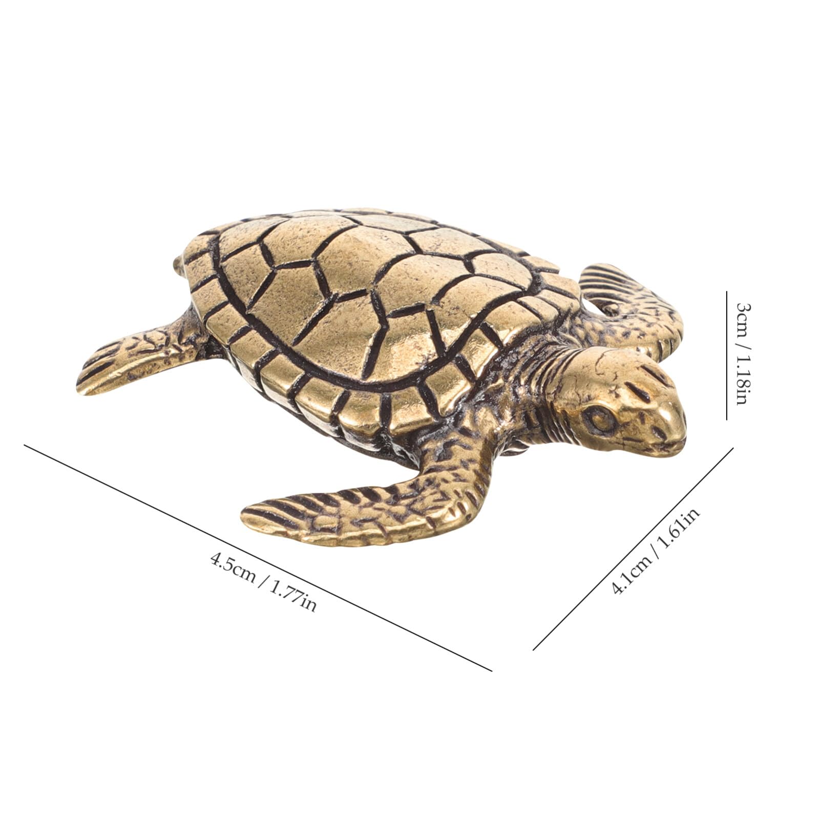 TEHAUX Vintage Copper Turtle Ornament 1.77 Inch Retro Tortoise Sculpture Desktop Decor Table Decoration for Home Office Bookshelf - Image 4