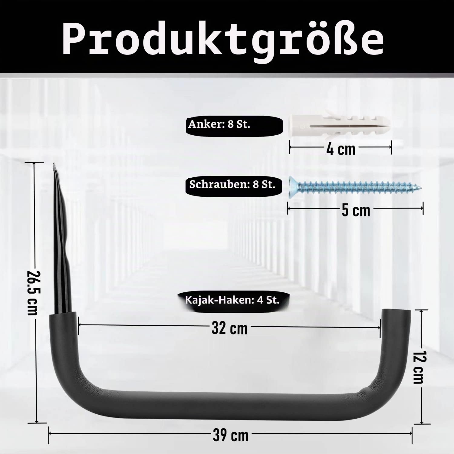 An der Wand befestigter riesiger Garagenspeicher-Haken, 39CM Hochleistungsdienstprogramm, das Zahnstange für Surfbrett, Leiter, Kajak hängt