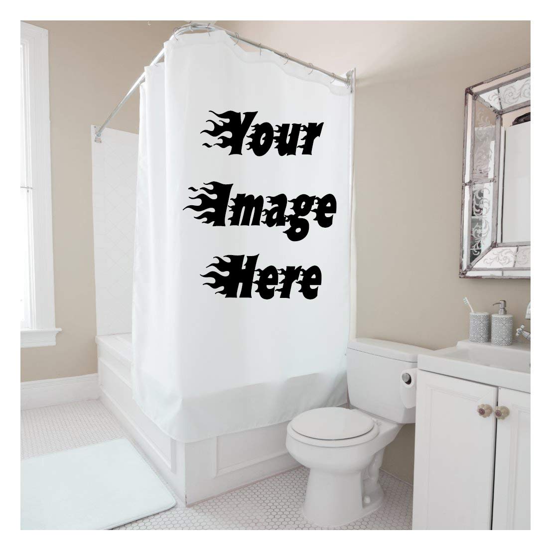 Custom Shower Curtain 60" w x 72" h Personalized Waterproof Polyester Curtain with Hooks,Create Your Own Shower Curtain Here