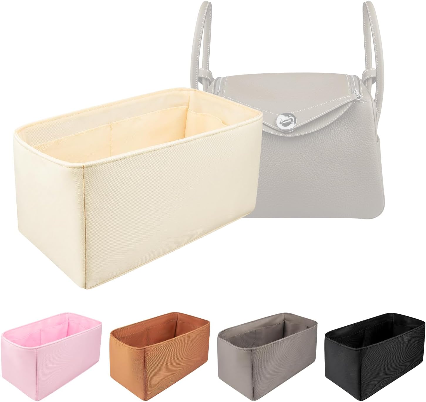 Organizer Insert for Lindy 19/26/30/34/45, Nylon Inner Bag Organiser(Size: LD26, Color: Etoupe Grey)