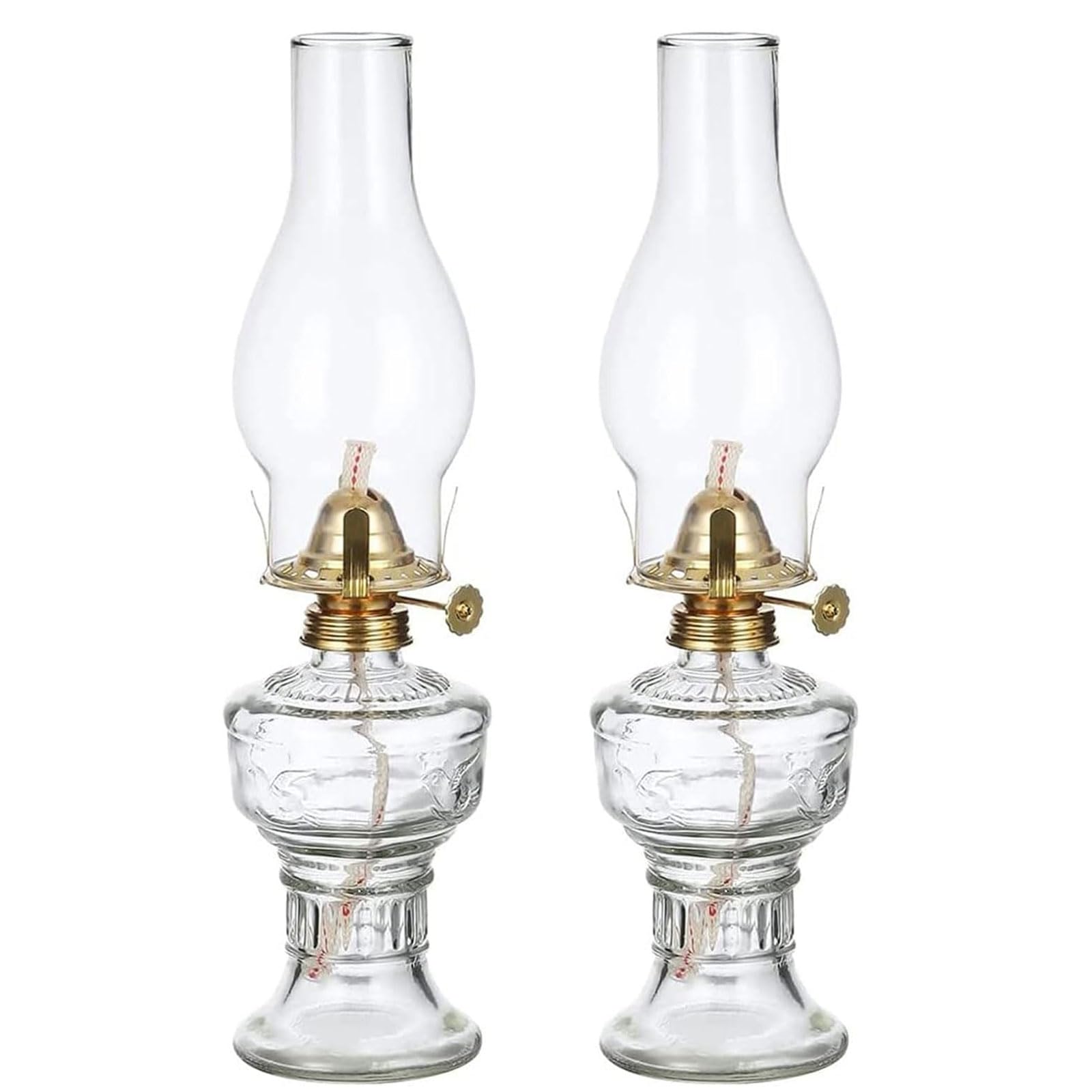 Lanterna ad olio in vetro vintage Lampada di soccorso Lampada a olio portatile in vetro lampade ad olio paravento per l'illuminazione interna Utilizzo campeggio in pieno (2 pezzi, 32cm)