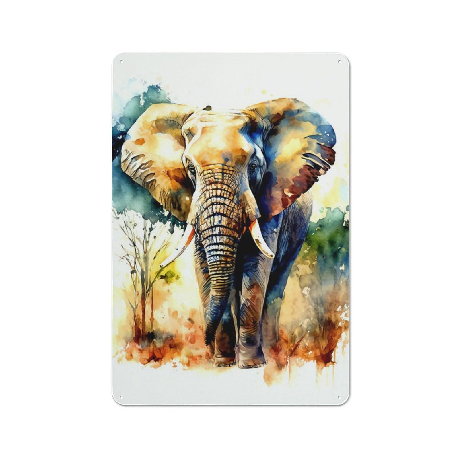 Junmoney Elephant Metal Wall Plaque 30X20cm, Classic Retro Room Decor For Bedroom, Office, Home Bar Or Dining Room