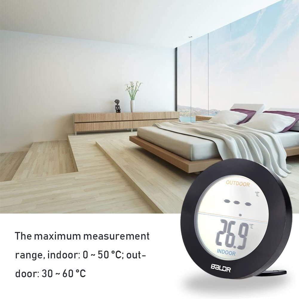XMING Thermomètre sans Fil, écran LCD Capteur de température de capteur d'extérieur intérieur intérieur extérieur extérieur, thermomètre sans Fil pour Salle de séjour (Noir) (Color : Black)