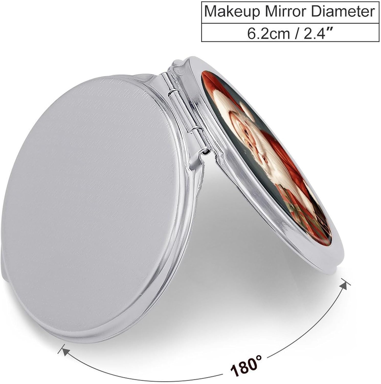 Santa Claus with Box Makeup Mirror Compact Travel Mirror Portable 2-Sided Pocket Mirror Folding Beauty Mirrors Handheld Lightweight Mini Mirrors for Purse for Women Gift image 2