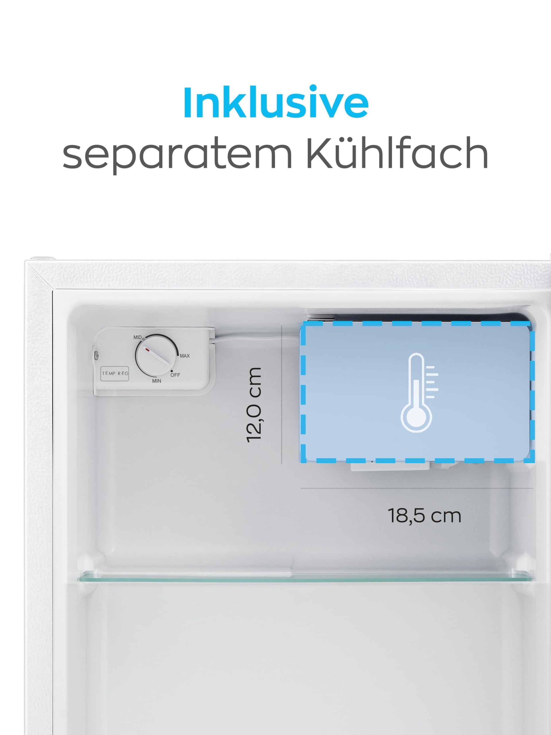 HEINRICHS Getränkekühlschrank 45L leise 39db Mini-Kühlschrank mit Kühlfach Weiß