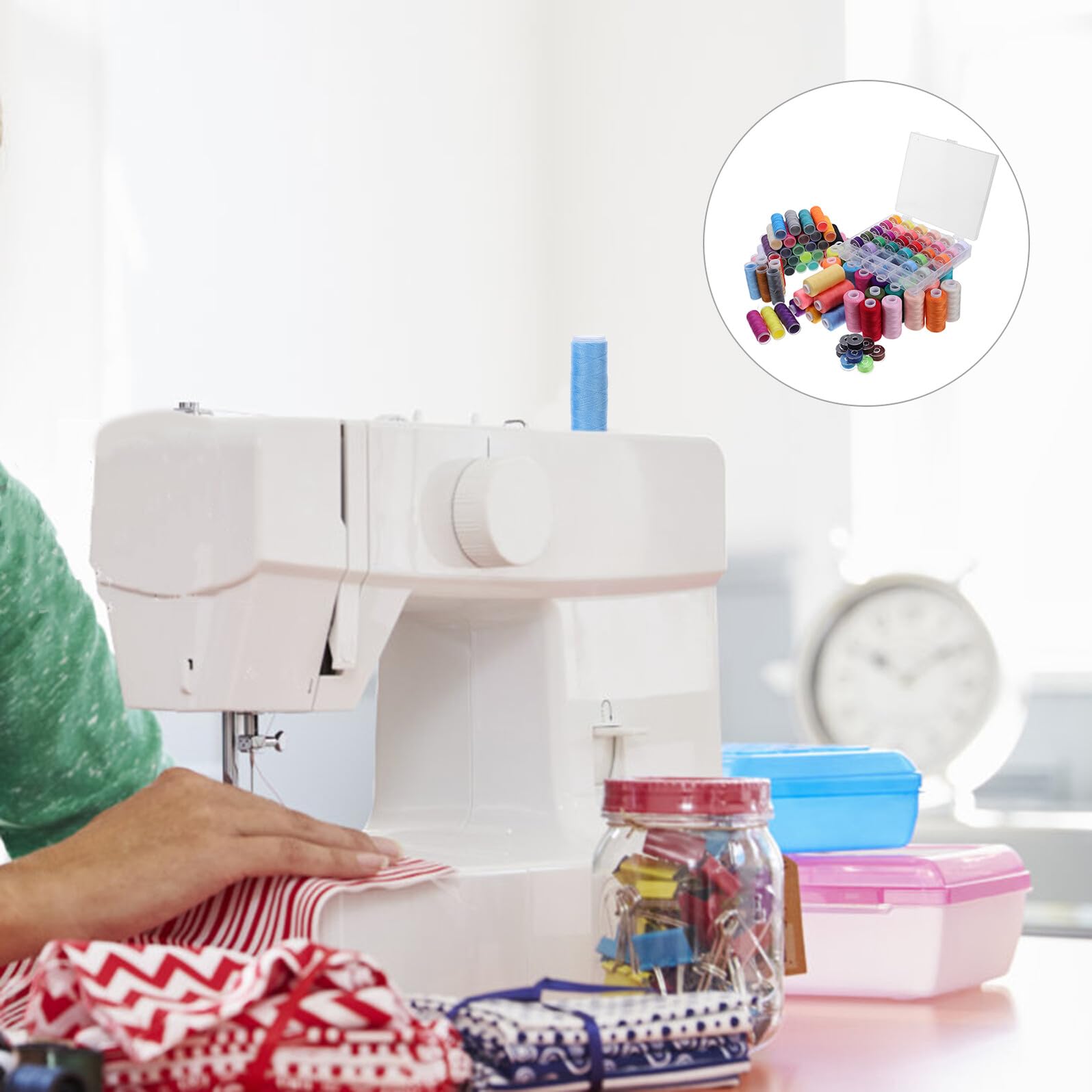 Artibetter Juego de 111 Hilos de Coser de Poliéster con Bobinas y Abrazadera para Máquina de Coser, Colores Variados para Reparación Doméstica y Bordado Fino