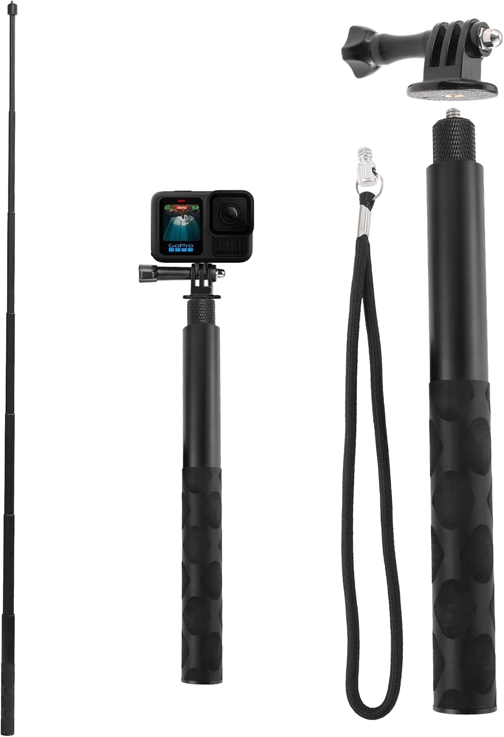 Yetaha 47.2" (120cm) Invisible Selfie Stick, Extended Monopod Pole Compatible for Insta360 X5/X4/X3, GoPro Hero 13–11, DJI Osmo Action with GoPro Buckle Mount & Wrist Strap