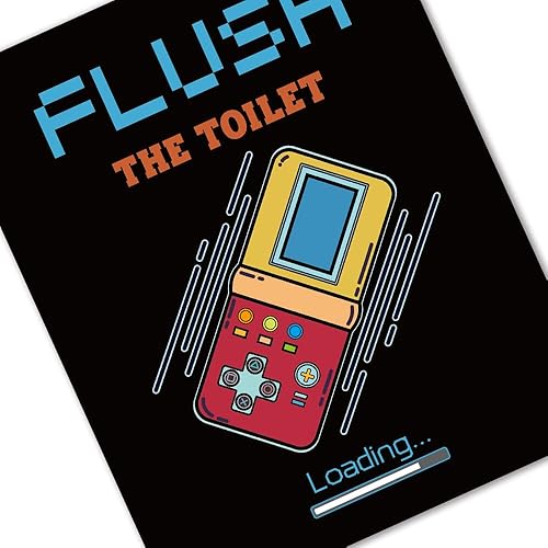 Miniatura 2 de IIILUYOT Impresión artística de decoración de baño con temática de videojuegos, pintura de baño, letrero de baño, regalo para niños, guardería,