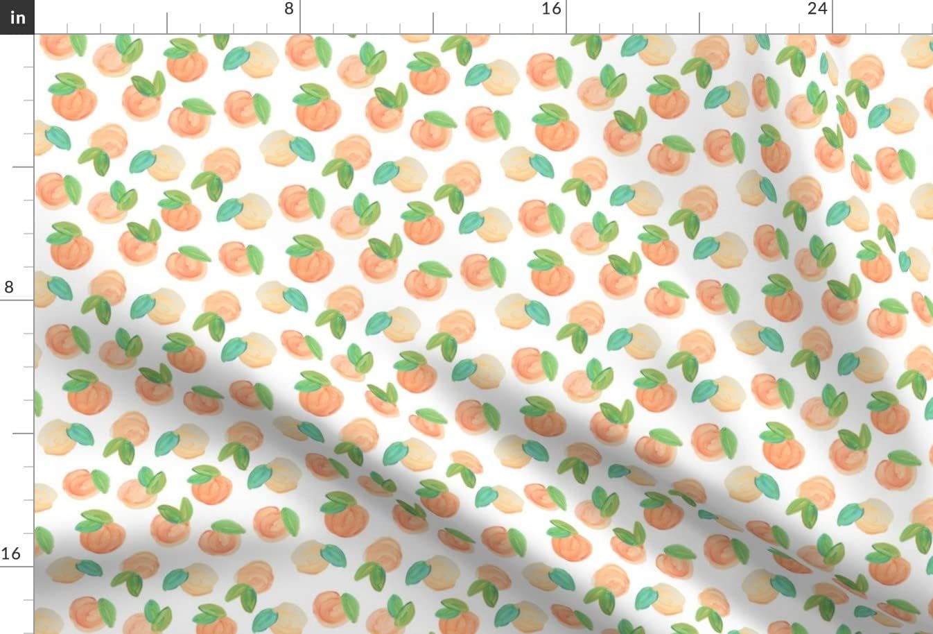 Spoonflower Fabric - Sweet Peach Small Peaches Watercolor Fruit Printed on Upholstery Velvet Fabric Fat Quarter - Upholstery Home Decor Bottomweight Apparel