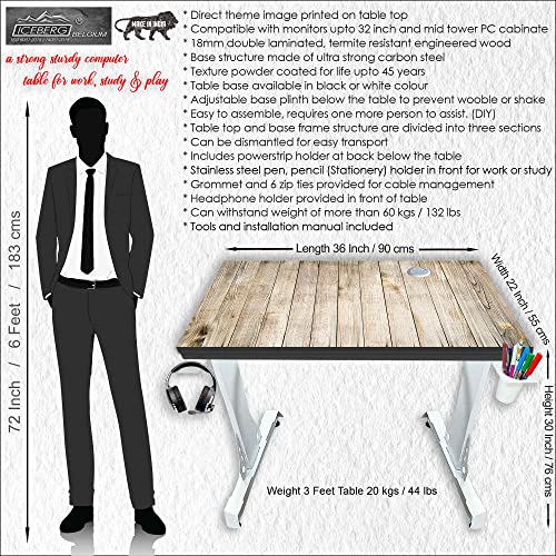 Image of Xtreme PRO Direct Theme Printed Desk Top. Gaming, Work & Study Desk. Large for PC, Dual Monitors, iMac, and Laptops. Carbon Steel & 18mm Engineered Wood. White Stand Desk. 3 Feet-XPW3 CT-272
