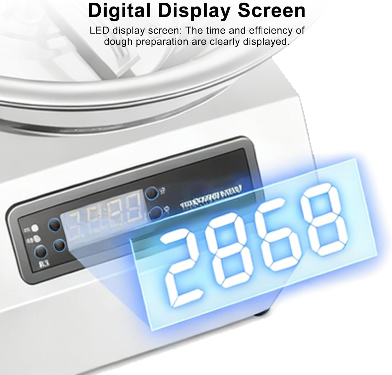 Mélangeur de pâte commercial, capacité de 8 kg, affichage numérique, minuterie, double rotation, pièces détachables pour un nettoyage facile – idéal pour les boulangeries et pizzerias