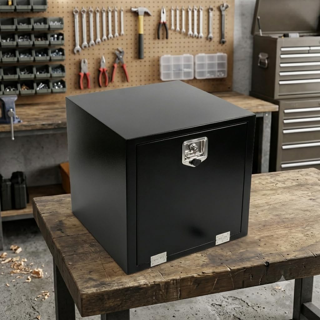 24"x24"x24" Steel Underbody Truck Tool Box Storage Organizer, Black