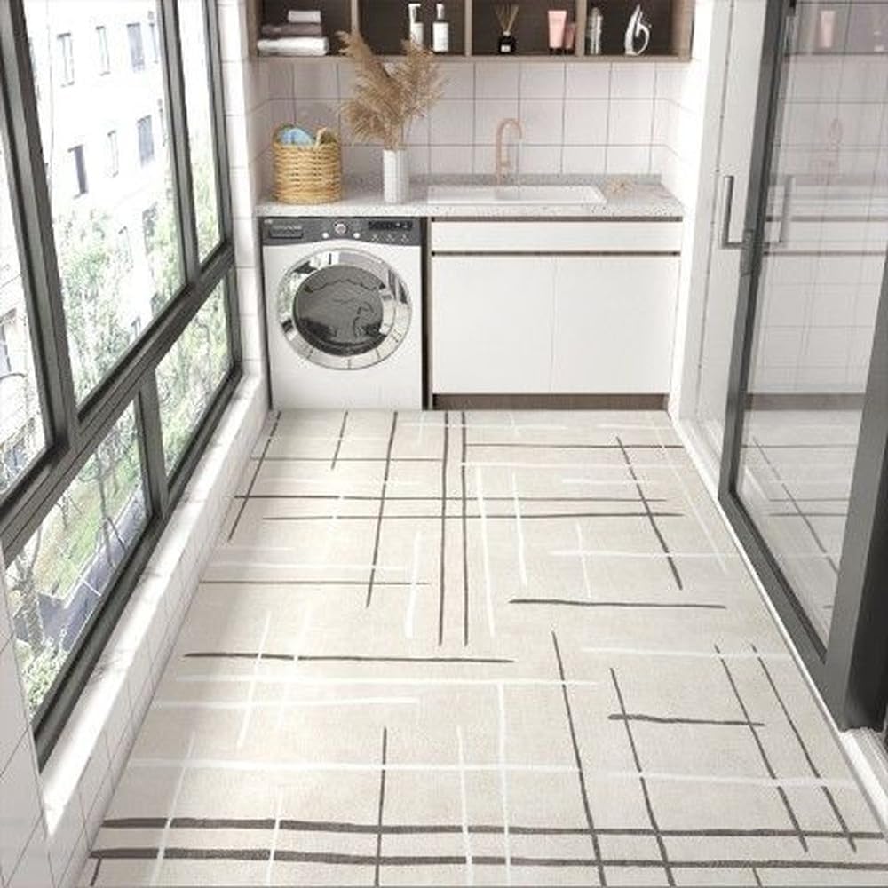 Minimalist Kitchen Floor Mat Large Area Non-Slip Carpets for Living Room Home Stain Resistant Oil-Proof PVC Leather Rugs,L,120x200cm