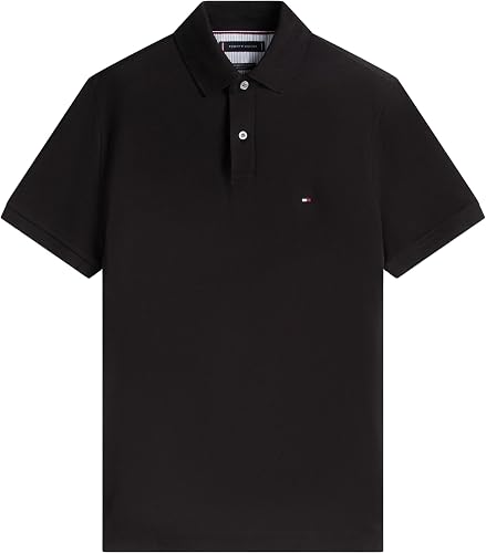 Tommy Hilfiger Men’s Short Sleeve 1985 Regular Fit Polo Shirt, Black (Black), XS - 6