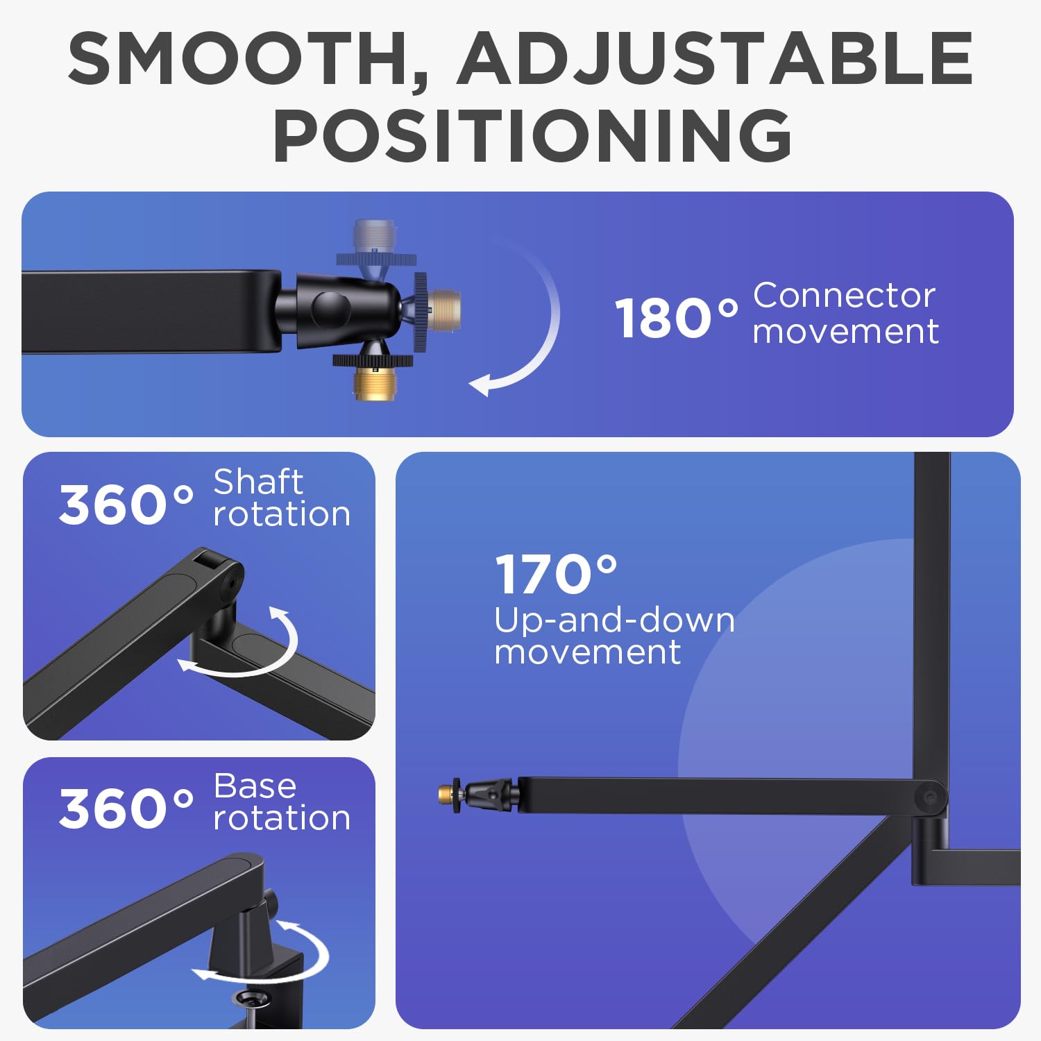 InnoGear Mikrofonständer mit niedrigem Profil, Mikrofonständer, Schreibtischhalterung, Schwarz | Für Fifine AM8 K669B Elgato Blue Yeti Shure SM58 SM7B, 1,5 kg Gewichtskapazität, vibrationsbeständig, einstellbarer Winkel