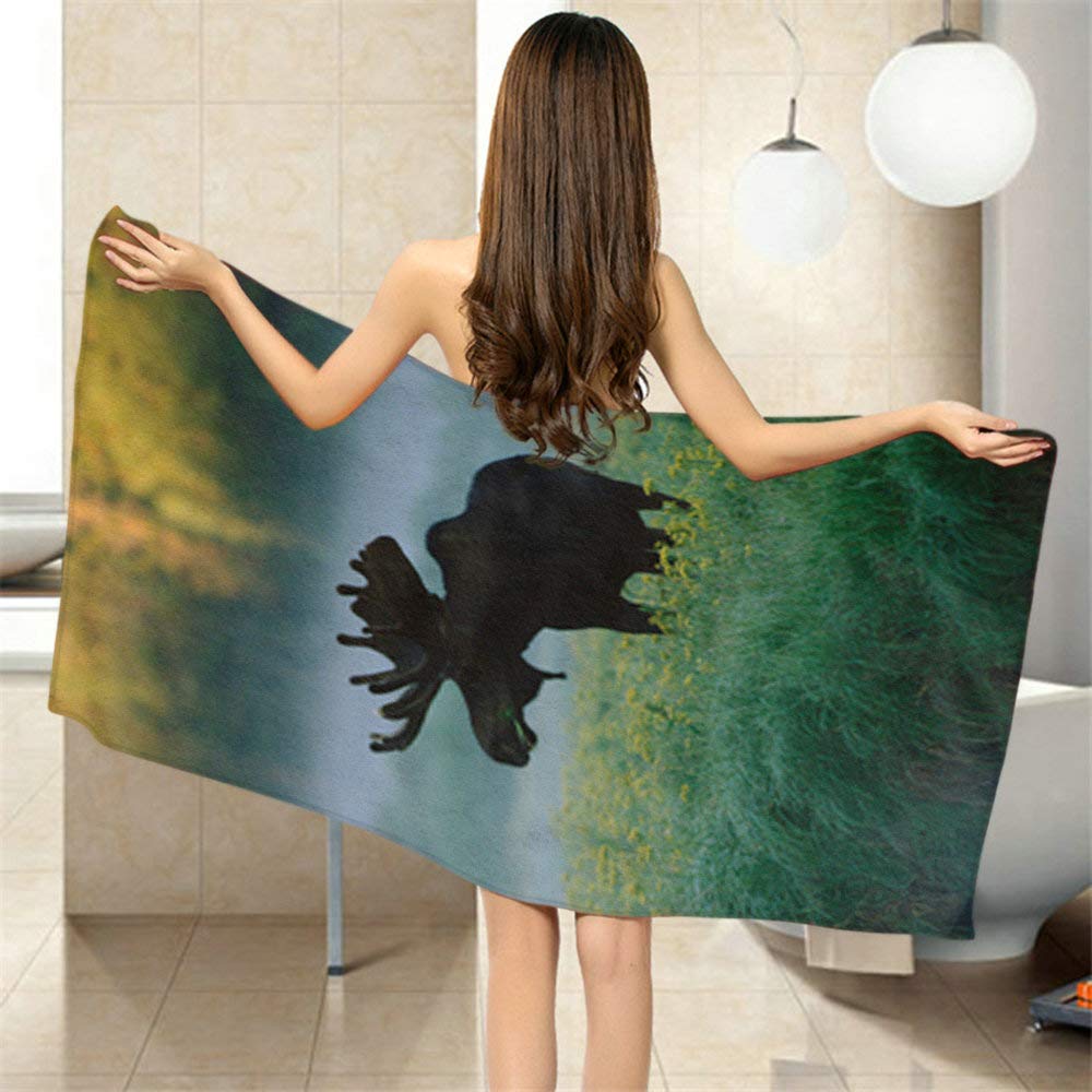 Moslion Comfy Bath Towels North American Moose Soft Bathing/Beach/Camping Towel for Women Men Girls Boys Large Size 64x32 Inches