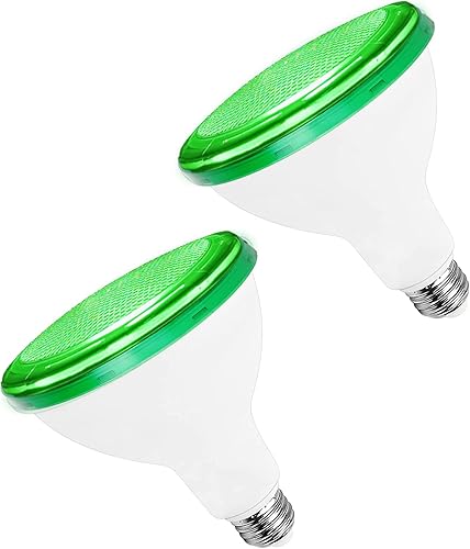 PAR38 Bombillas de luz verde de inundación, luz de inundación LED verde de 15 W, equivalente a 100 W, bombillas verdes para exteriores con base E26