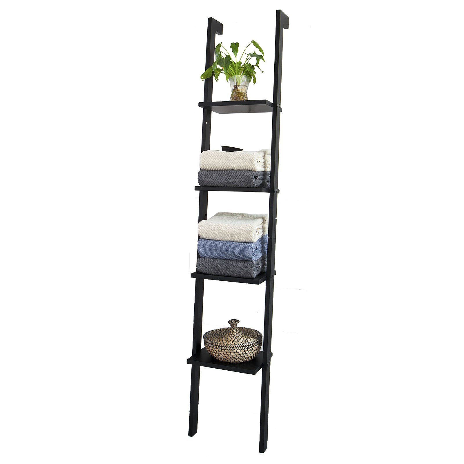 Buy SoBuy® Modern Wood Ladder Shelf, 4 Tiers Wall shelf Stand Shelf