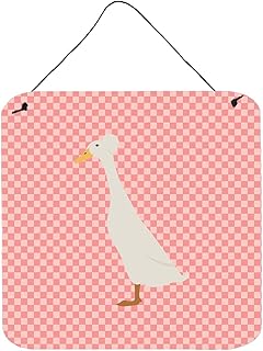 Caroline's Treasures BB7859DS66 Bali Duck Pink Check Wall or Door Hanging Prints Aluminum Metal Sign Kitchen Wall Bar Bathroom Plaque Home Decor, 6x6, Multicolor