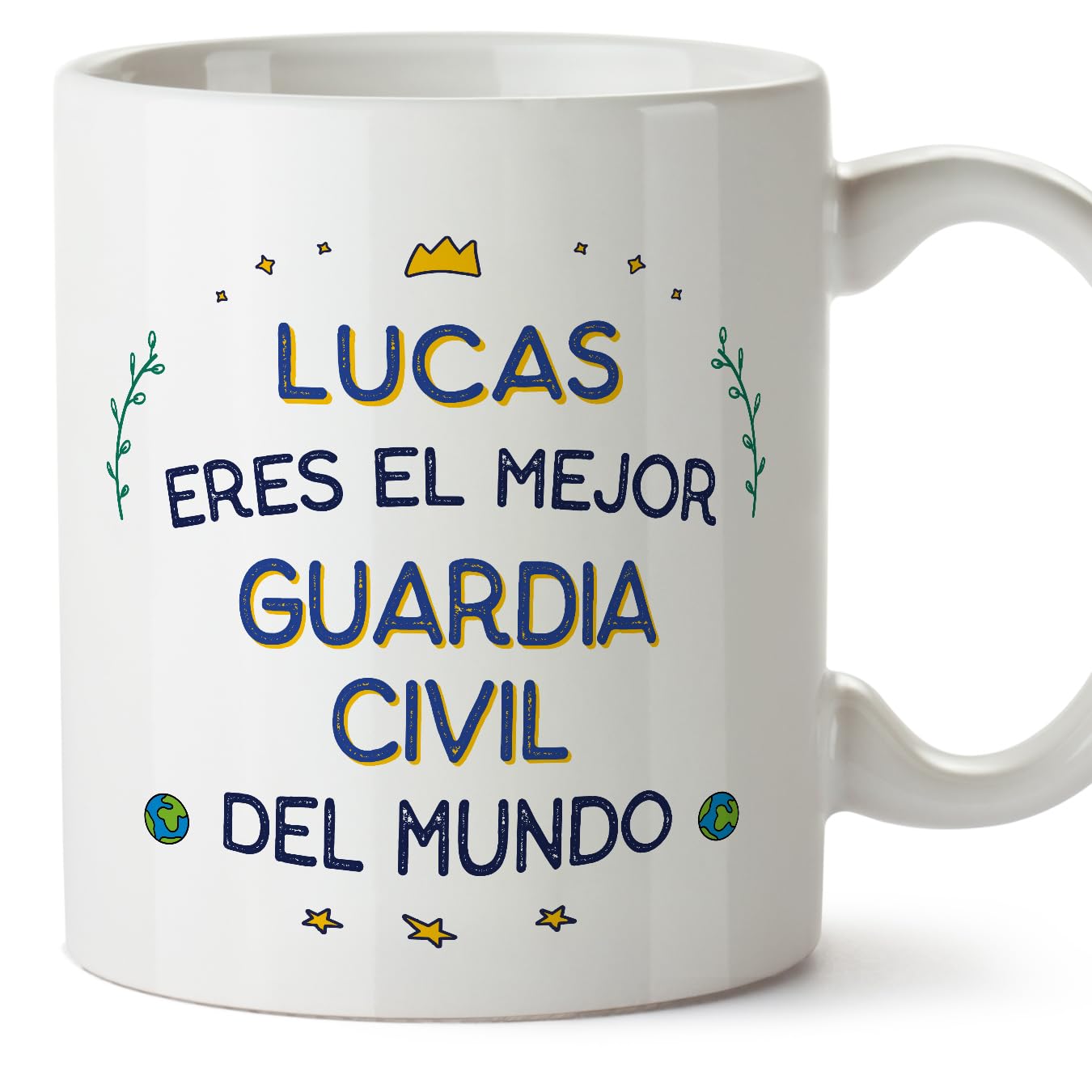MUGFFINS Personalised Mug for Guardia-Civil(m) Man - in Spanish - Mejor del Mundo - Funny Custom Gift for Colleagues - Ceramic 11oz Mug
